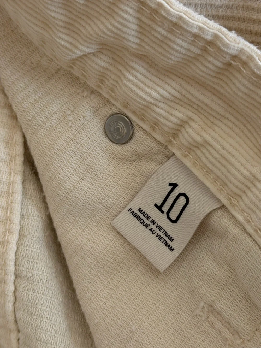 BDG Urban Outfitters Cream Corduroy Wide Leg Baggy Pants Womens 10 Cool Girl